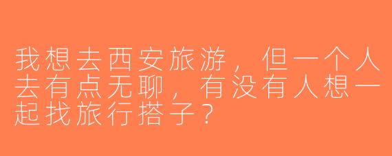 我想去西安旅游，但一个人去有点无聊，有没有人想一起找旅行搭子？