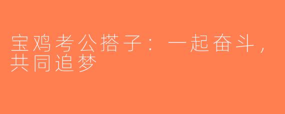 宝鸡考公搭子：一起奋斗，共同追梦