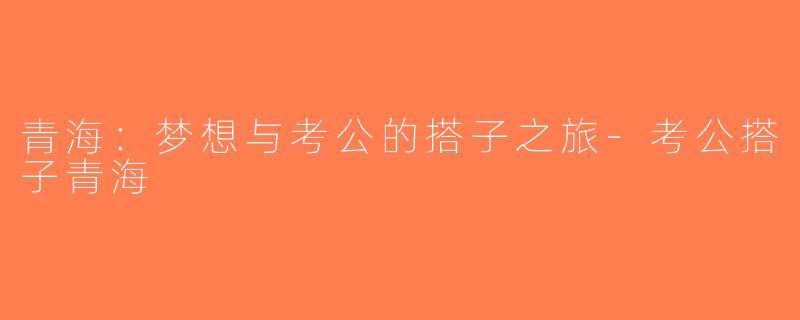 青海：梦想与考公的搭子之旅-考公搭子青海