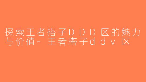 探索王者搭子DDD区的魅力与价值-王者搭子ddv区
