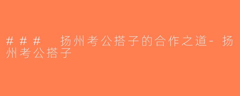 ### 扬州考公搭子的合作之道-扬州考公搭子