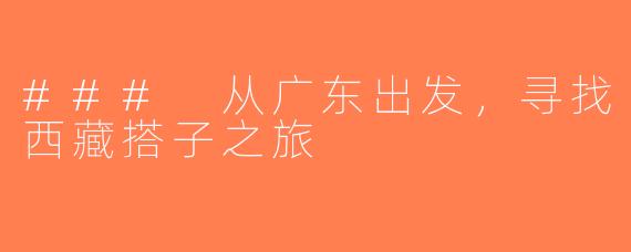 ### 从广东出发，寻找西藏搭子之旅