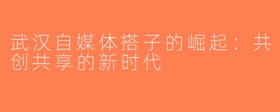 武汉自媒体搭子的崛起：共创共享的新时代