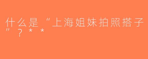 什么是“上海姐妹拍照搭子”？**