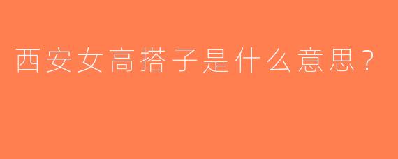 西安女高搭子是什么意思？