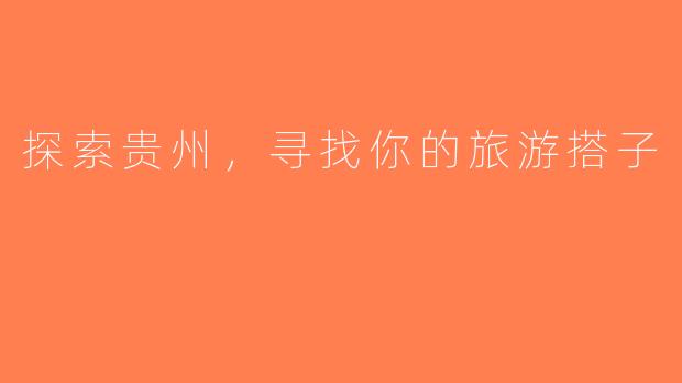 探索贵州，寻找你的旅游搭子