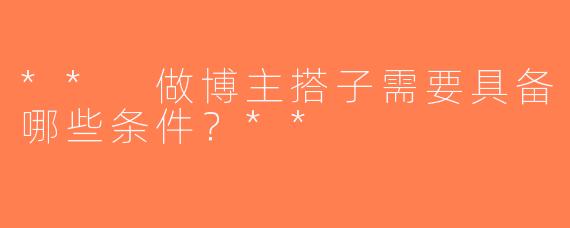 ** 做博主搭子需要具备哪些条件？**