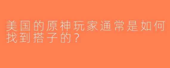 美国的原神玩家通常是如何找到搭子的？