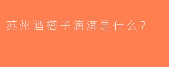 苏州酒搭子滴滴是什么？  