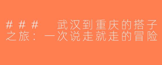 ### 武汉到重庆的搭子之旅：一次说走就走的冒险