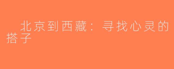  北京到西藏：寻找心灵的搭子