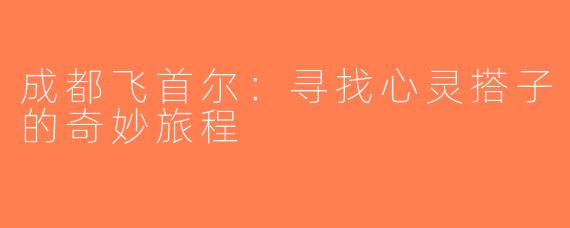 成都飞首尔：寻找心灵搭子的奇妙旅程