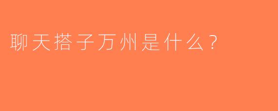 聊天搭子万州是什么？  