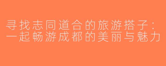 寻找志同道合的旅游搭子：一起畅游成都的美丽与魅力