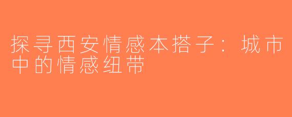 探寻西安情感本搭子：城市中的情感纽带