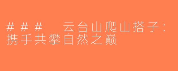 ### 云台山爬山搭子：携手共攀自然之巅