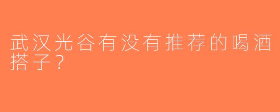 武汉光谷有没有推荐的喝酒搭子？