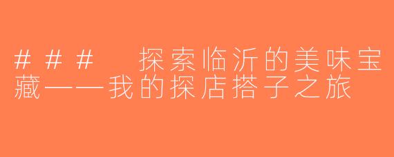 ### 探索临沂的美味宝藏——我的探店搭子之旅