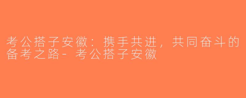 考公搭子安徽：携手共进，共同奋斗的备考之路-考公搭子安徽