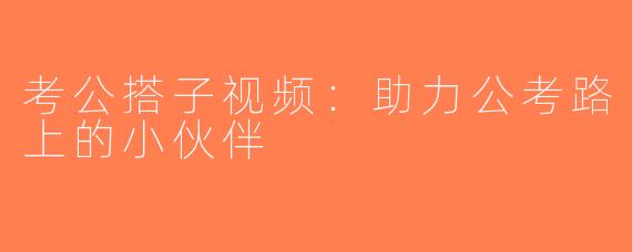 考公搭子视频：助力公考路上的小伙伴
