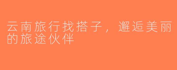 云南旅行找搭子，邂逅美丽的旅途伙伴