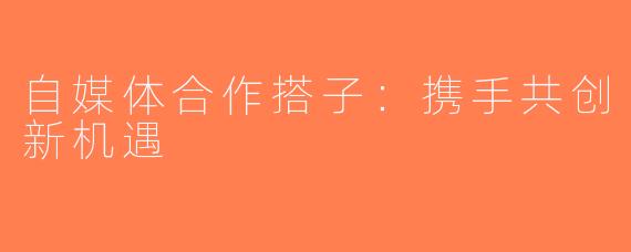 自媒体合作搭子：携手共创新机遇