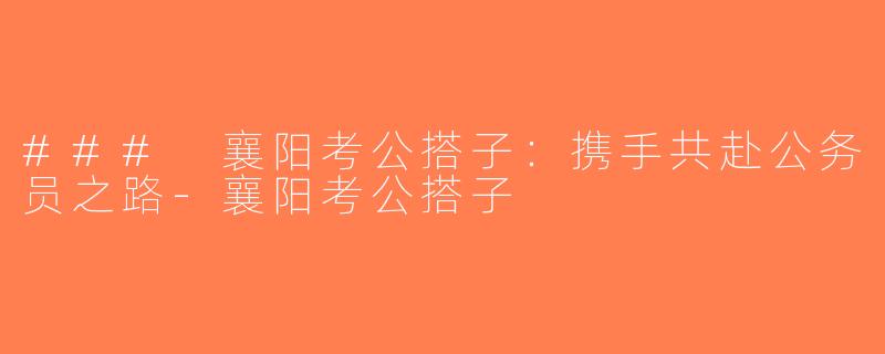 ### 襄阳考公搭子：携手共赴公务员之路-襄阳考公搭子