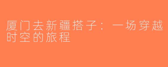 厦门去新疆搭子：一场穿越时空的旅程