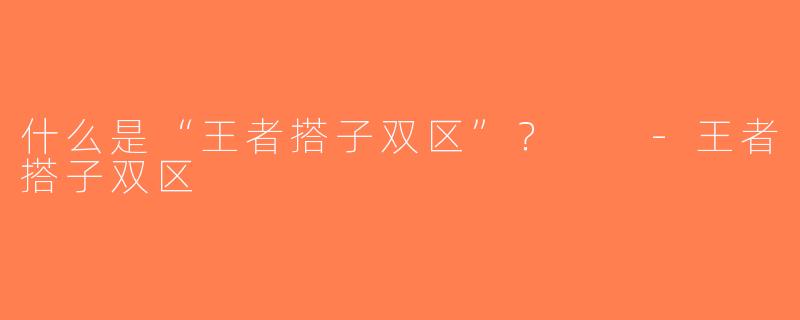 什么是“王者搭子双区”？  -王者搭子双区