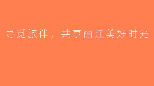 寻觅旅伴，共享丽江美好时光