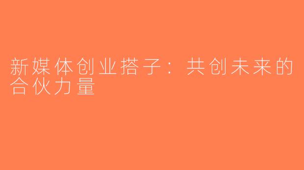 新媒体创业搭子：共创未来的合伙力量