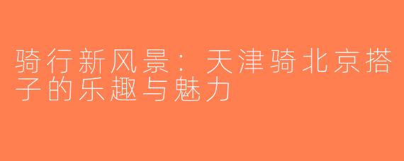 骑行新风景：天津骑北京搭子的乐趣与魅力
