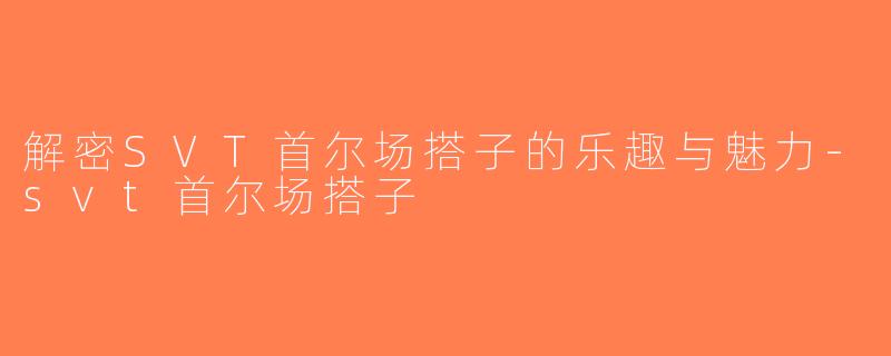 解密SVT首尔场搭子的乐趣与魅力-svt首尔场搭子