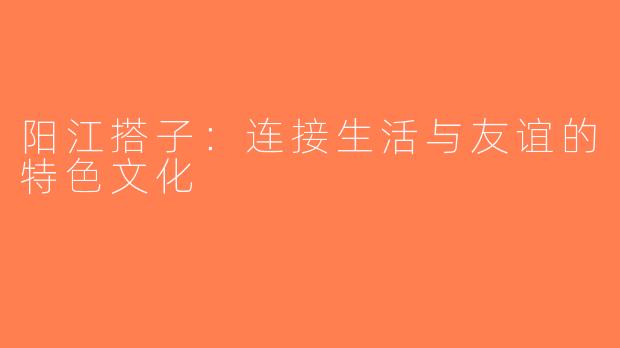 阳江搭子：连接生活与友谊的特色文化