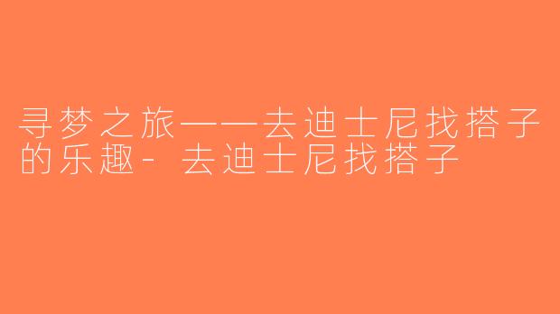 寻梦之旅——去迪士尼找搭子的乐趣-去迪士尼找搭子