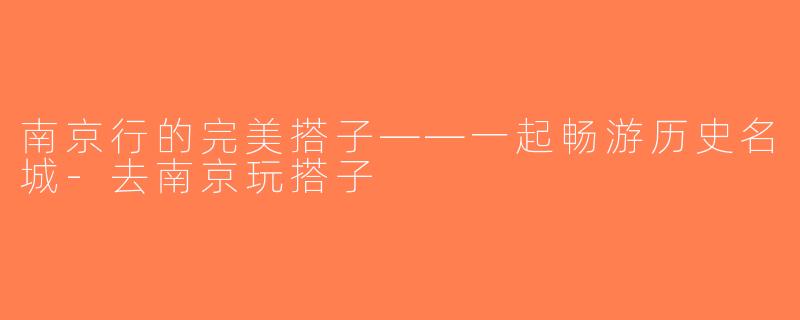 南京行的完美搭子——一起畅游历史名城-去南京玩搭子