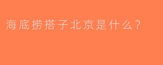 海底捞搭子北京是什么？  