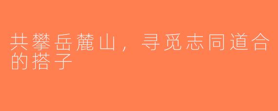 共攀岳麓山，寻觅志同道合的搭子