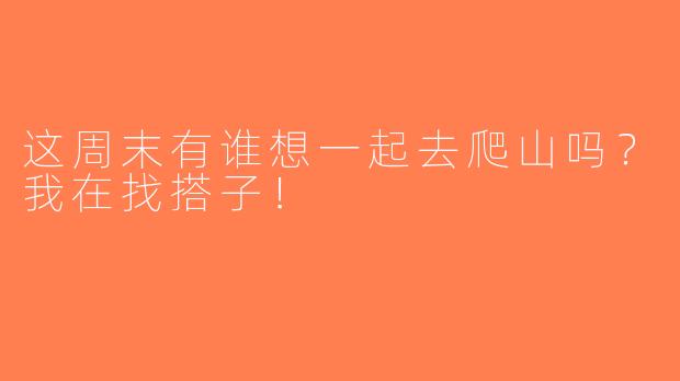 这周末有谁想一起去爬山吗？我在找搭子！