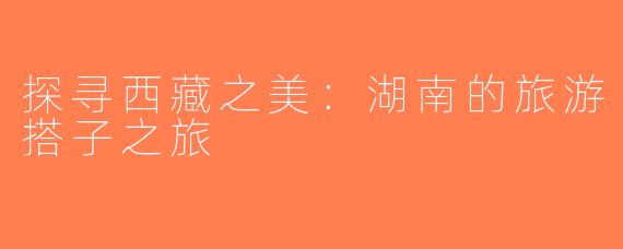 探寻西藏之美：湖南的旅游搭子之旅