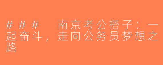 ### 南京考公搭子：一起奋斗，走向公务员梦想之路