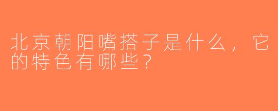 北京朝阳嘴搭子是什么，它的特色有哪些？