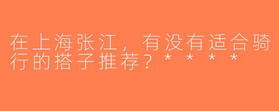 在上海张江，有没有适合骑行的搭子推荐？****