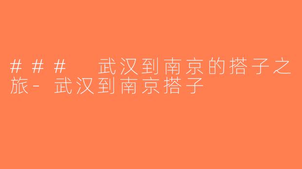 ### 武汉到南京的搭子之旅-武汉到南京搭子