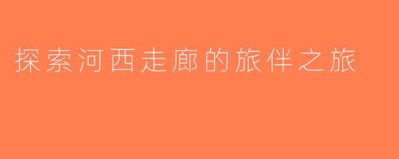 探索河西走廊的旅伴之旅