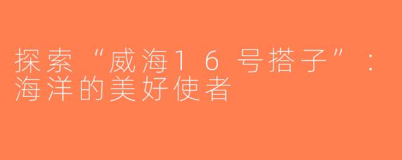探索“威海16号搭子”：海洋的美好使者