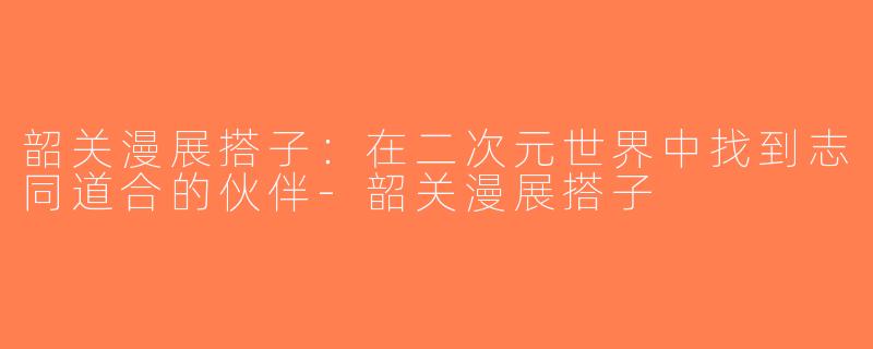 韶关漫展搭子：在二次元世界中找到志同道合的伙伴-韶关漫展搭子