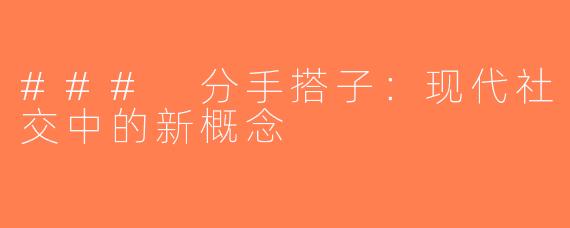 ### 分手搭子：现代社交中的新概念