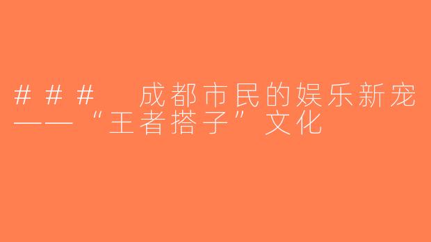 ### 成都市民的娱乐新宠——“王者搭子”文化