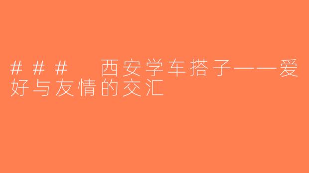 ### 西安学车搭子——爱好与友情的交汇